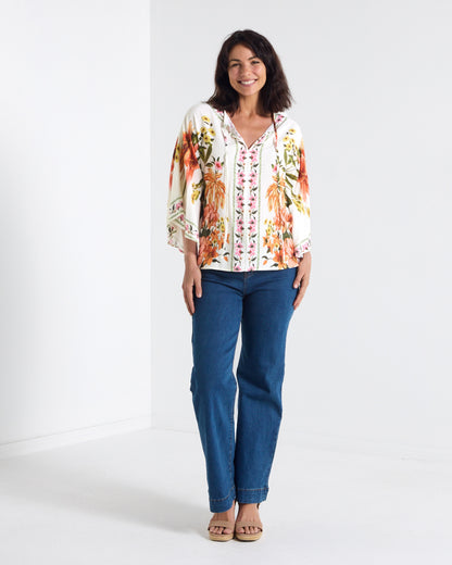 Katrina Flutter Sleeve Top - Boho Floral