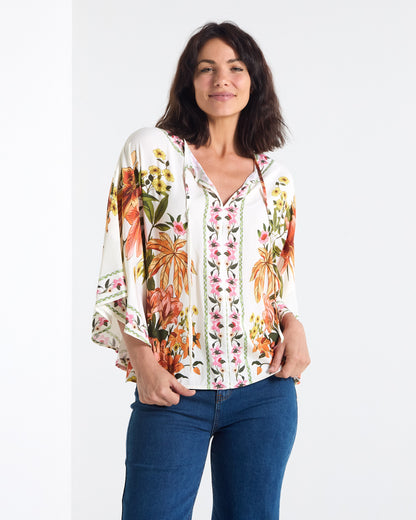 Katrina Flutter Sleeve Top - Boho Floral