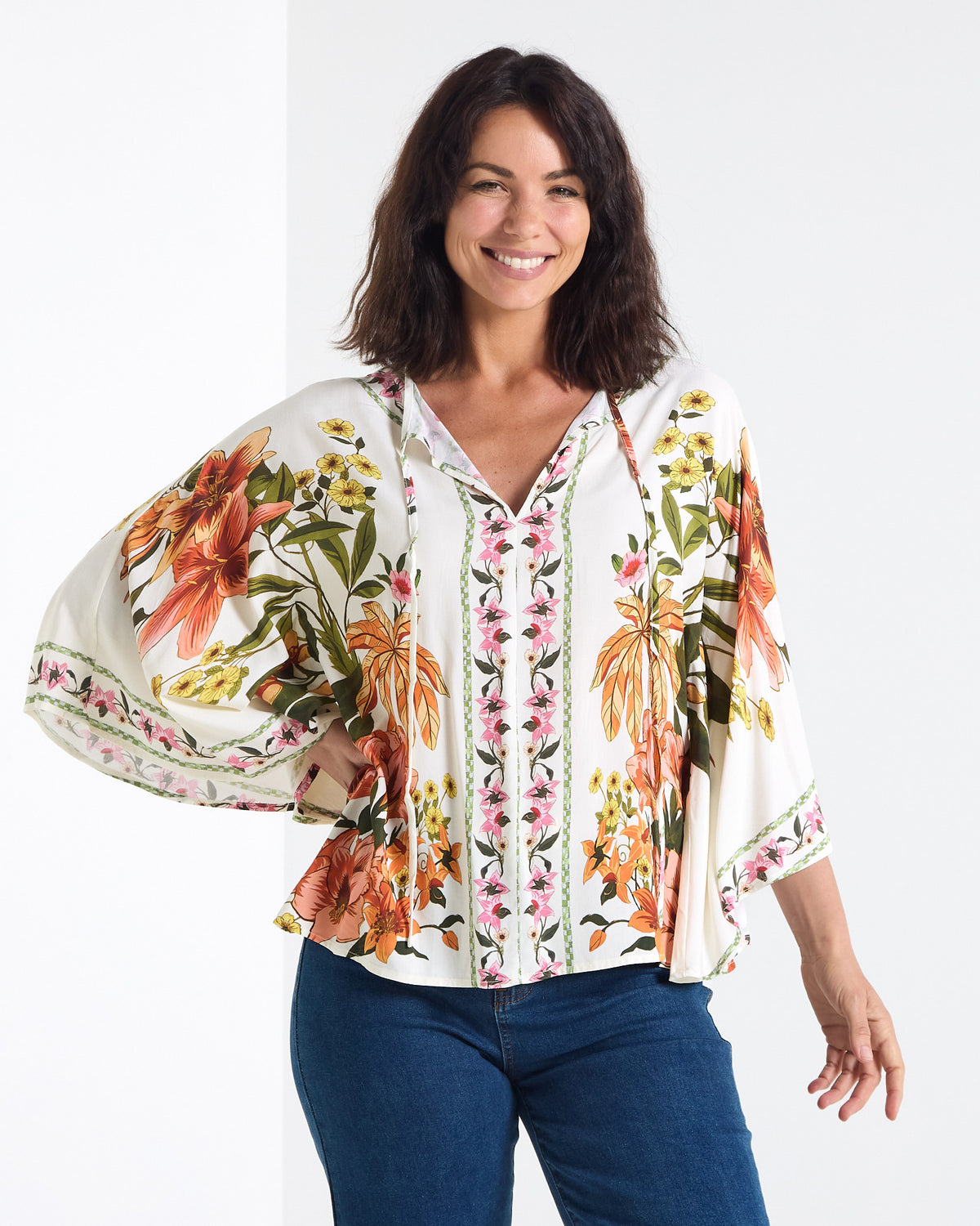 Katrina Flutter Sleeve Top - Boho Floral