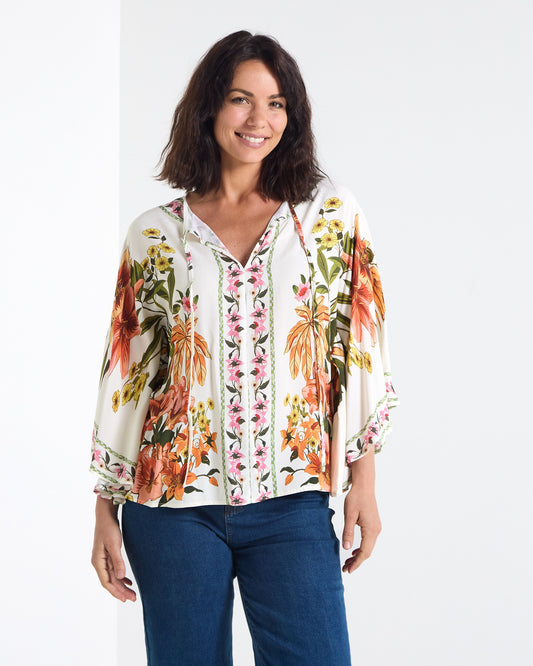 Katrina Flutter Sleeve Top - Boho Floral