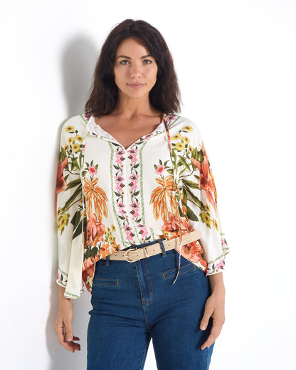 Katrina Flutter Sleeve Top - Boho Floral