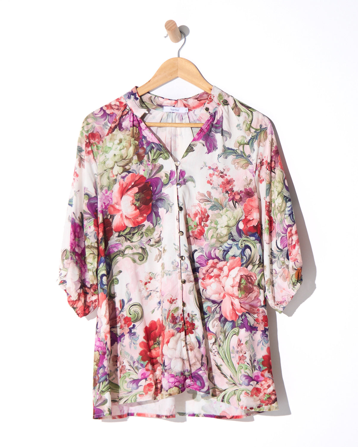 Verona Button Front Blouse - Garden Floral