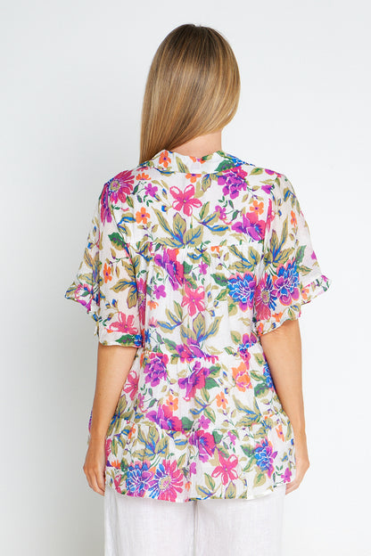 Keely Button Up Blouse - Cottage Garden
