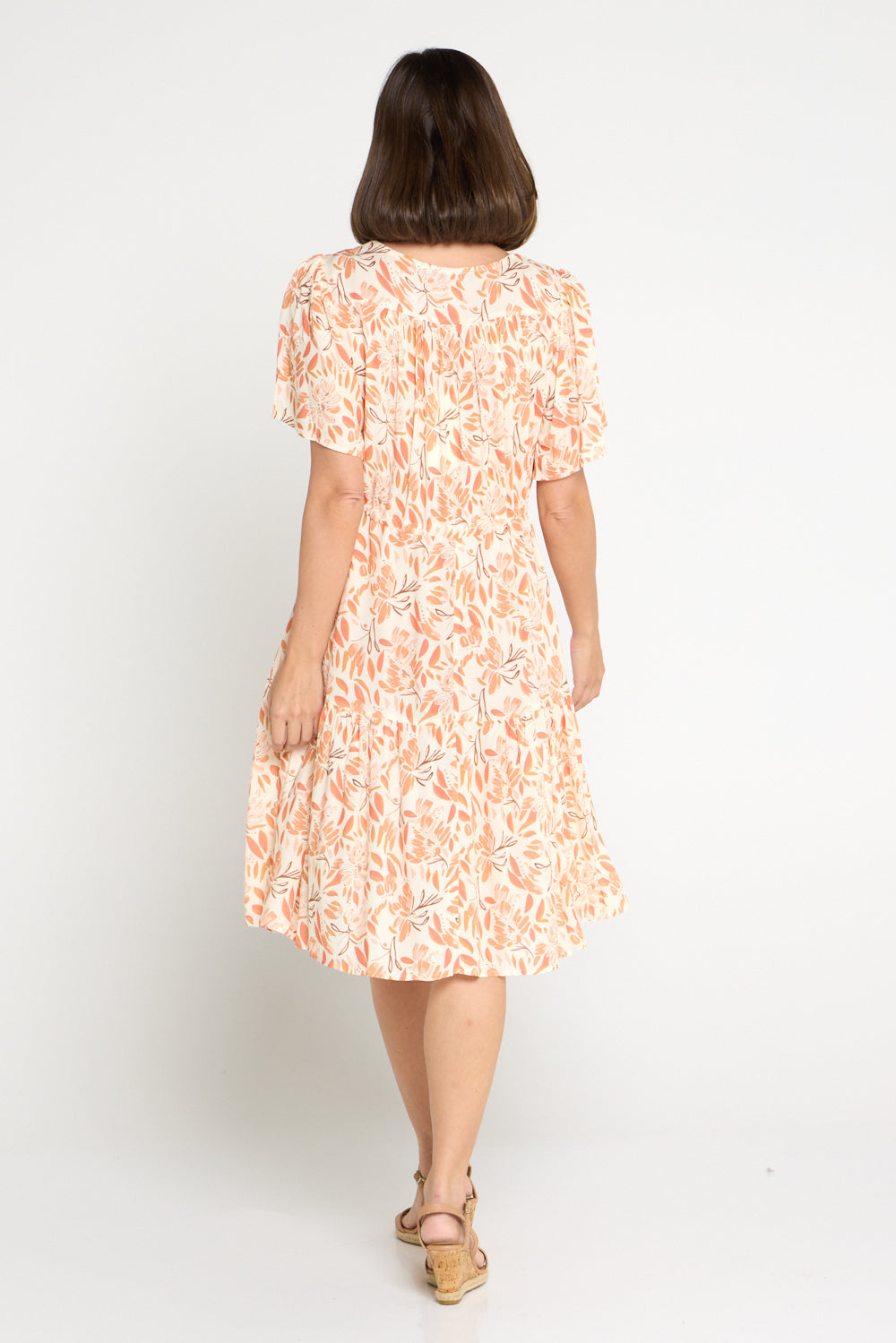 Kigali Petite Dress - Peach/Cocoa Floral