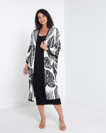 Banbury Kimono Jacket - Beige & Black