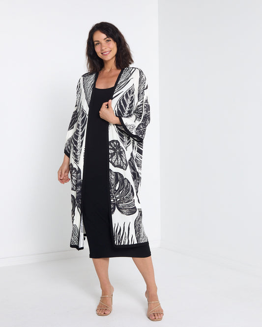 Banbury Kimono Jacket - Beige & Black