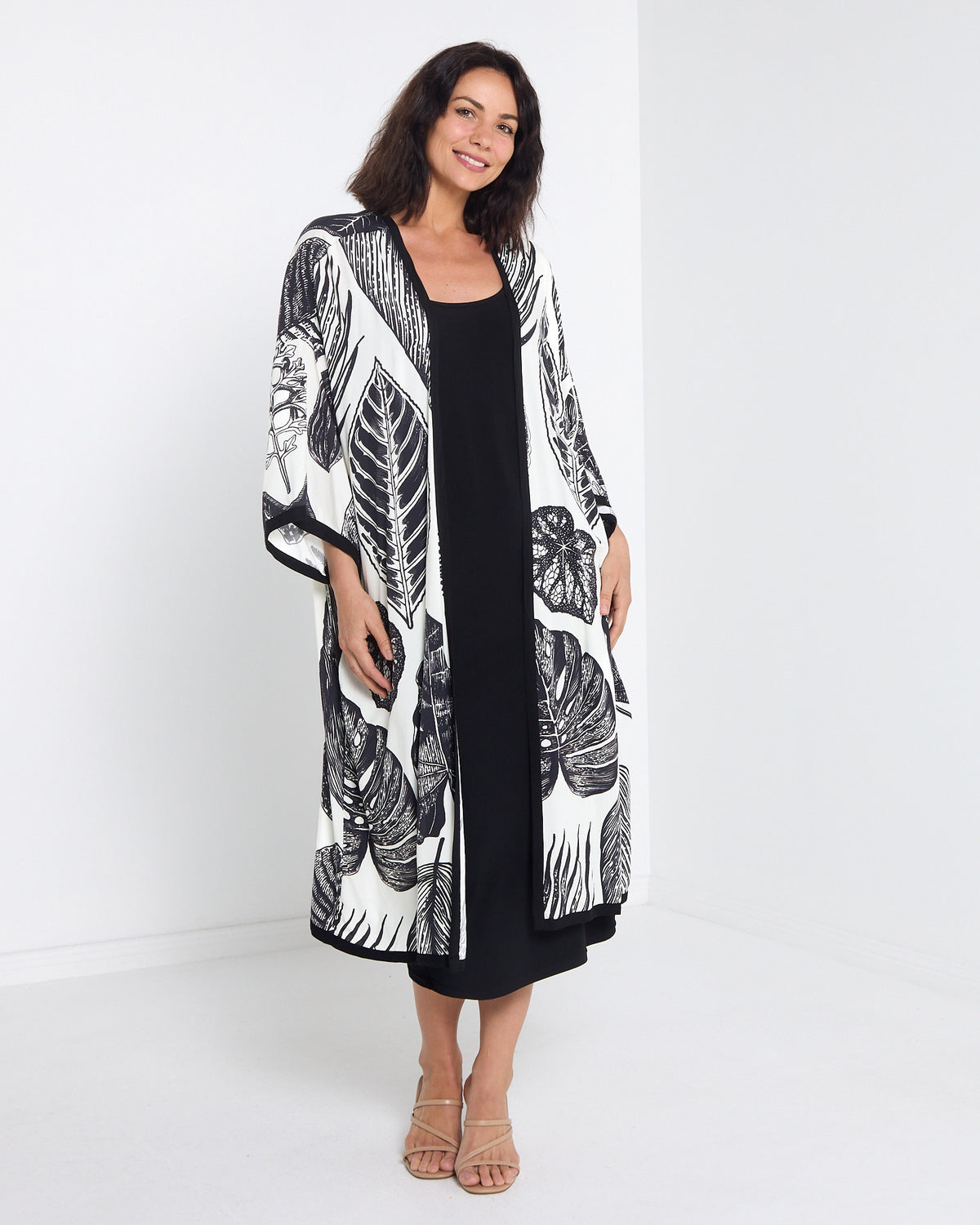Banbury Kimono Jacket - Beige & Black