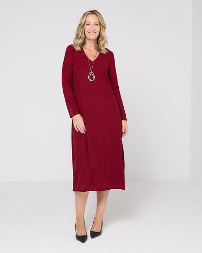Lucia Dress - Burgundy Marle