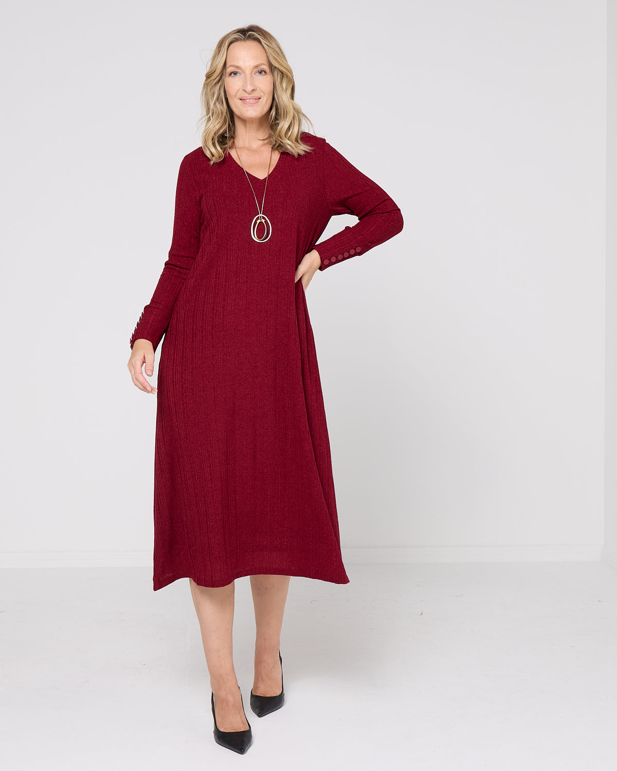 Lucia Dress - Burgundy Marle