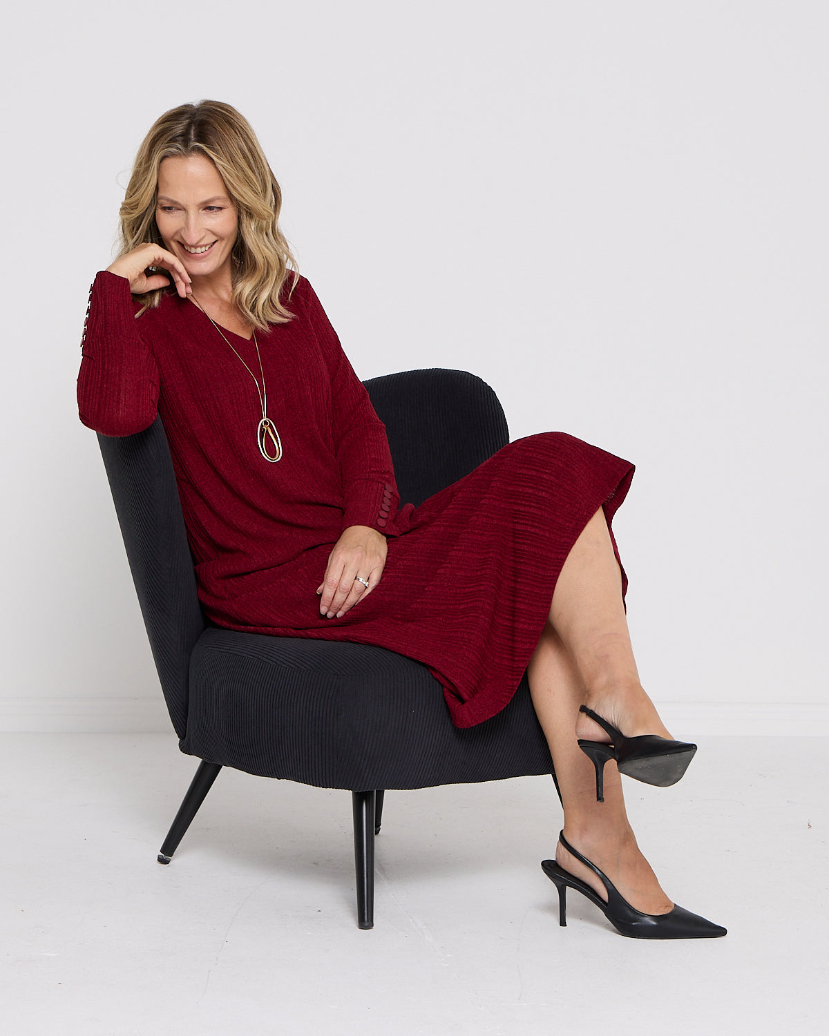 Lucia Dress - Burgundy Marle