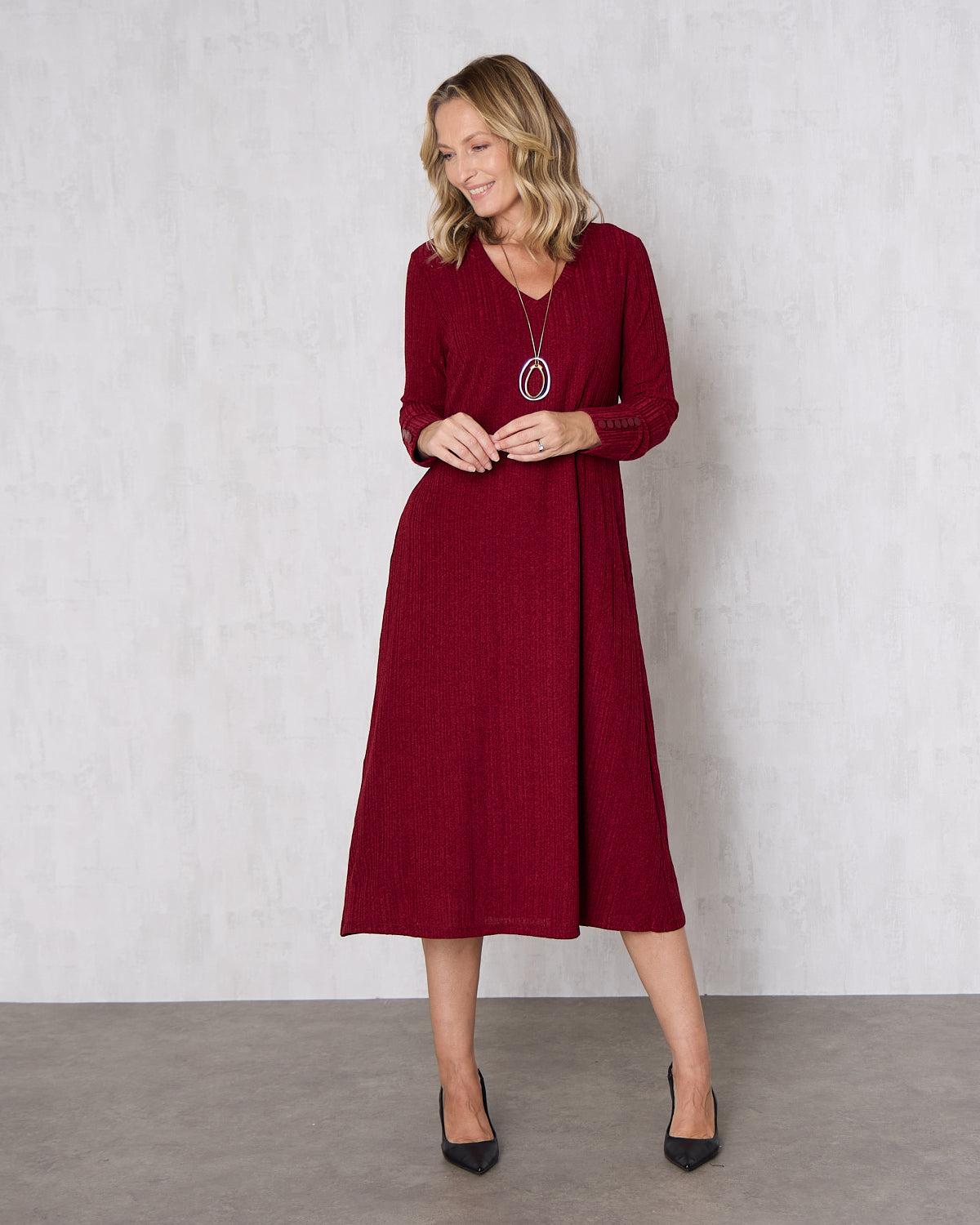 Lucia Dress - Burgundy Marle