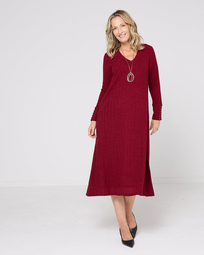 Lucia Dress - Burgundy Marle