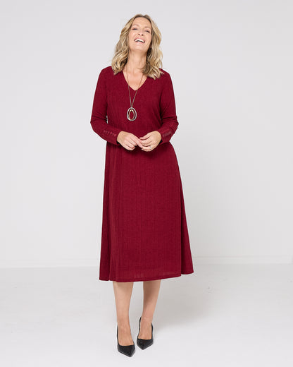 Lucia Dress - Burgundy Marle