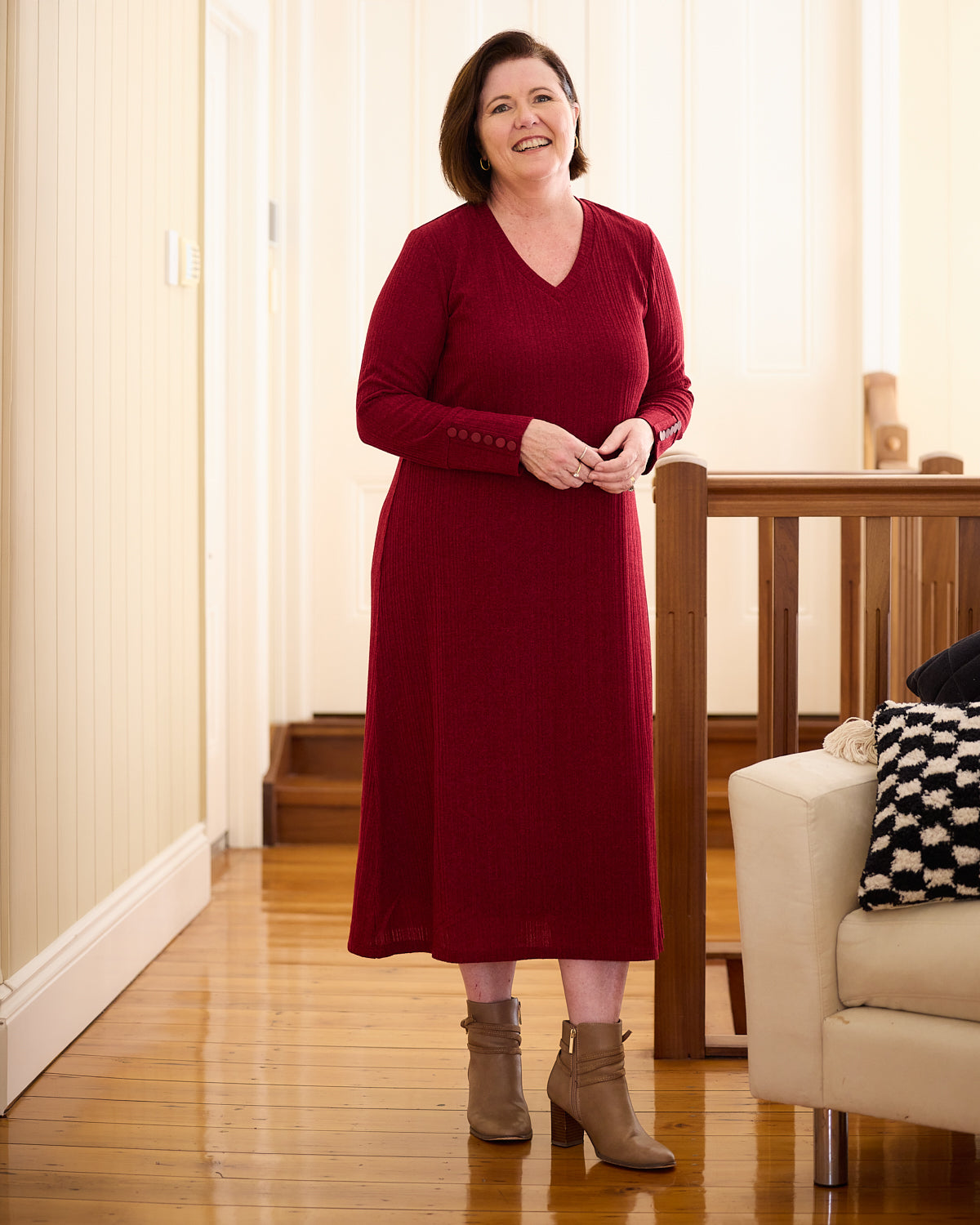 Lucia Dress - Burgundy Marle