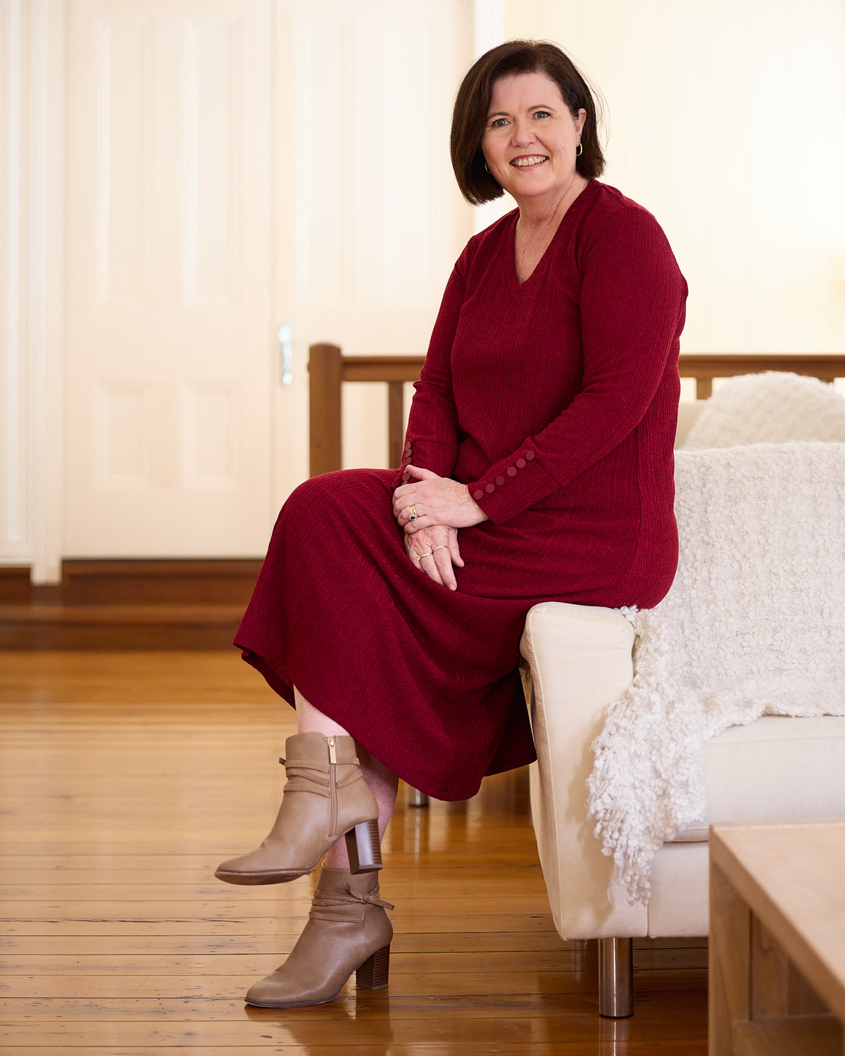 Lucia Dress - Burgundy Marle