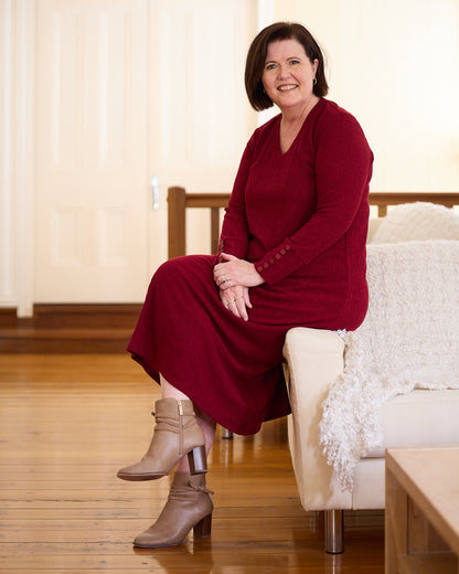 Lucia Dress - Burgundy Marle