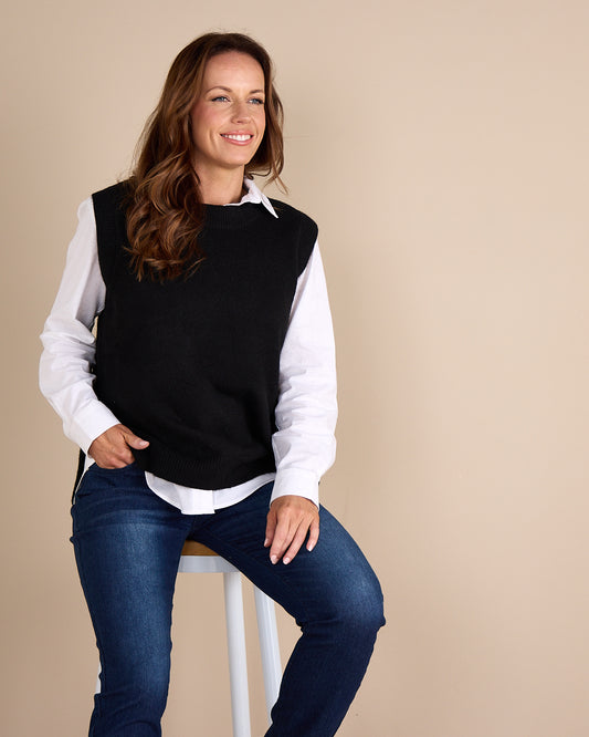 Knit Tabard Vest - Black