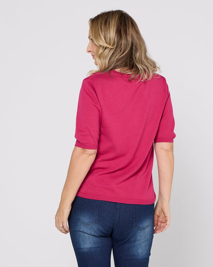 Avery Cotton Knit Tee - Pink