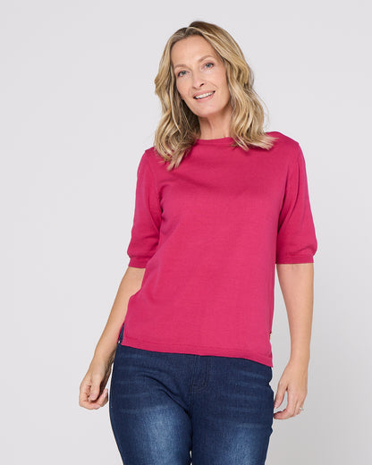 Avery Cotton Knit Tee - Pink