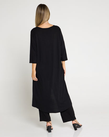 Ayana Smooth Tunic Top - Black