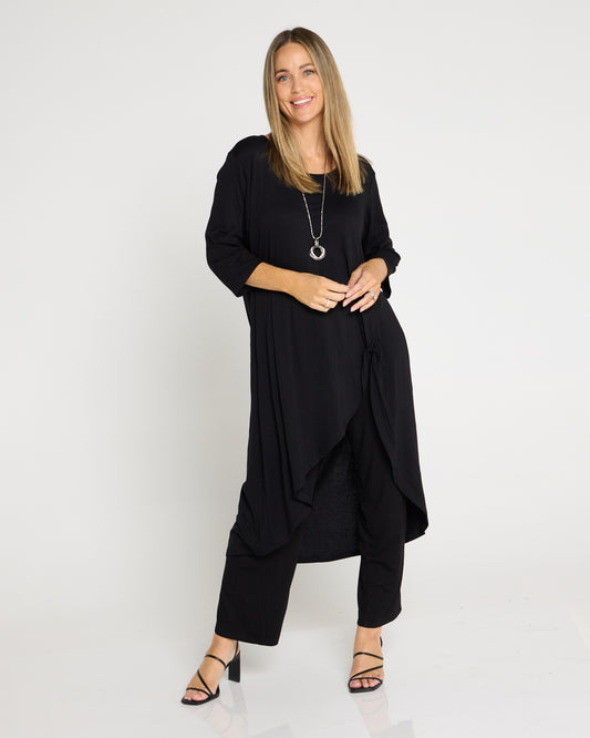 Ayana Smooth Tunic Top - Black