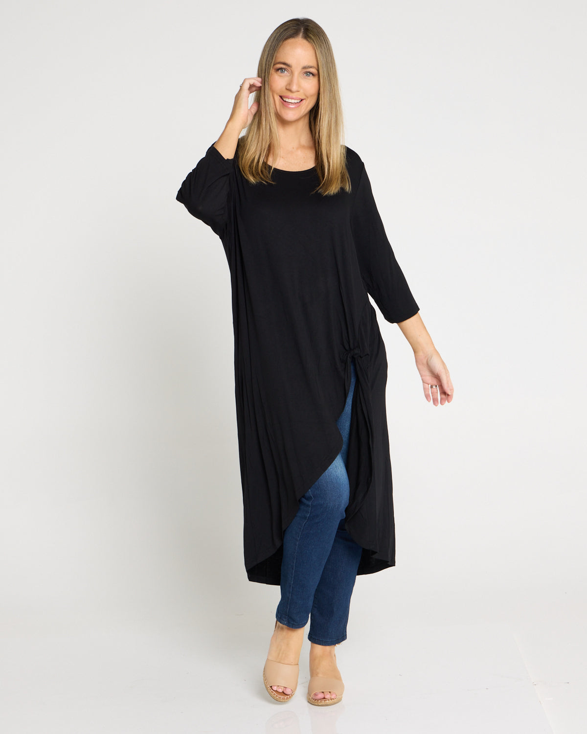 Ayana Smooth Tunic Top - Black