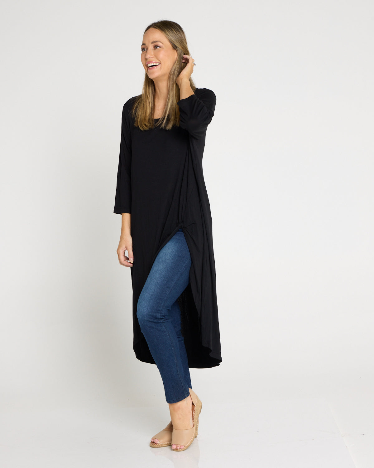 Ayana Smooth Tunic Top - Black