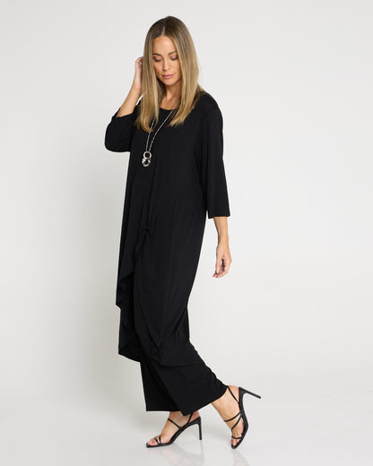 Ayana Smooth Tunic Top - Black