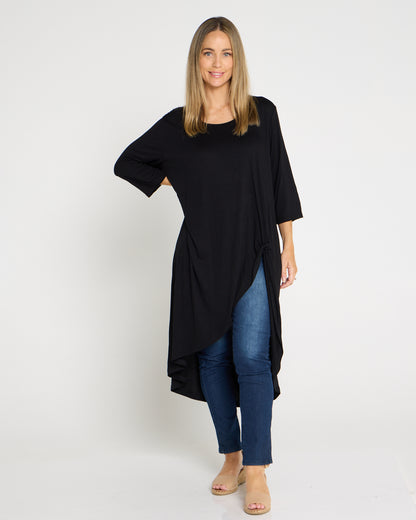 Ayana Smooth Tunic Top - Black