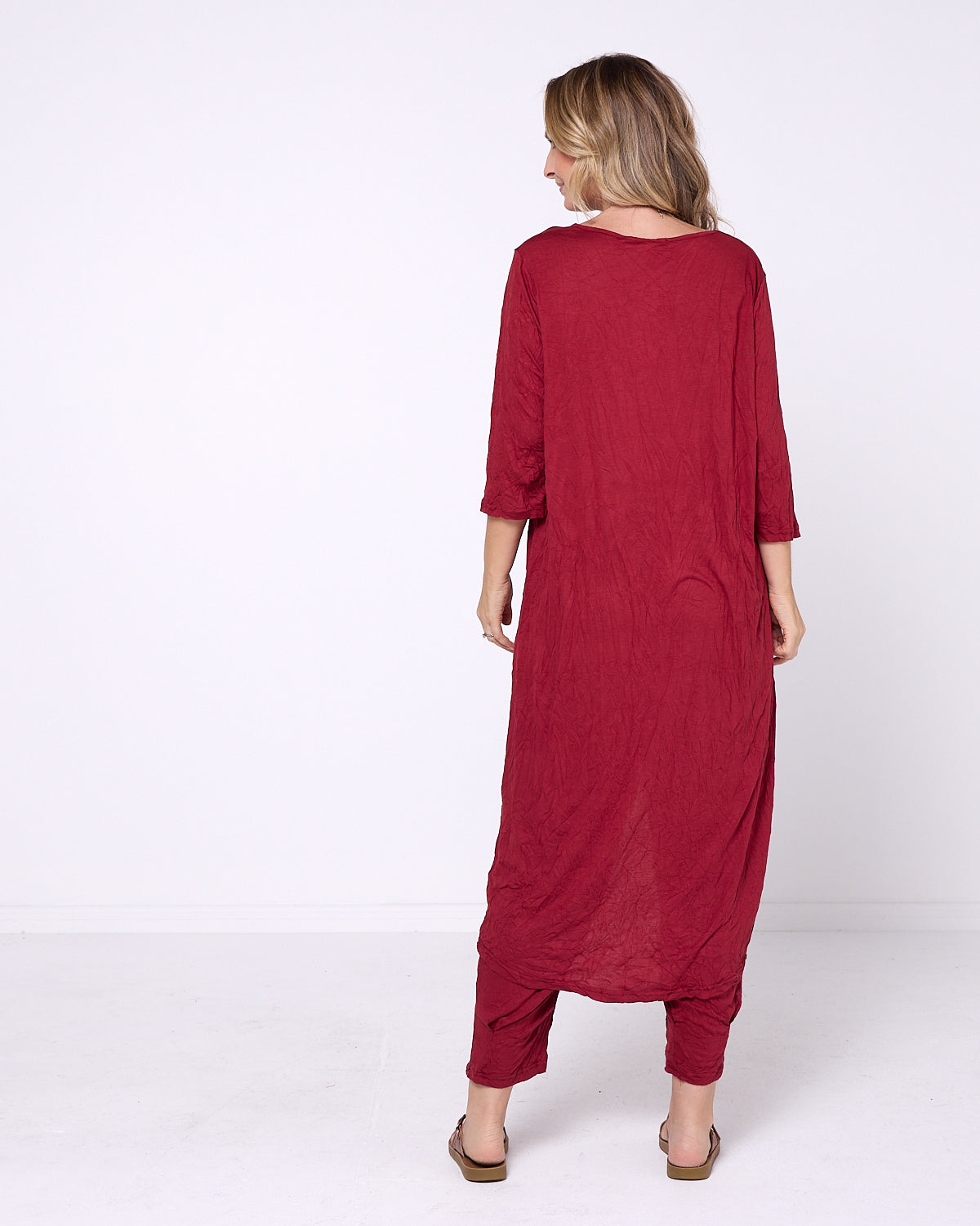 Ayana Cotton Tunic Top - Burgundy