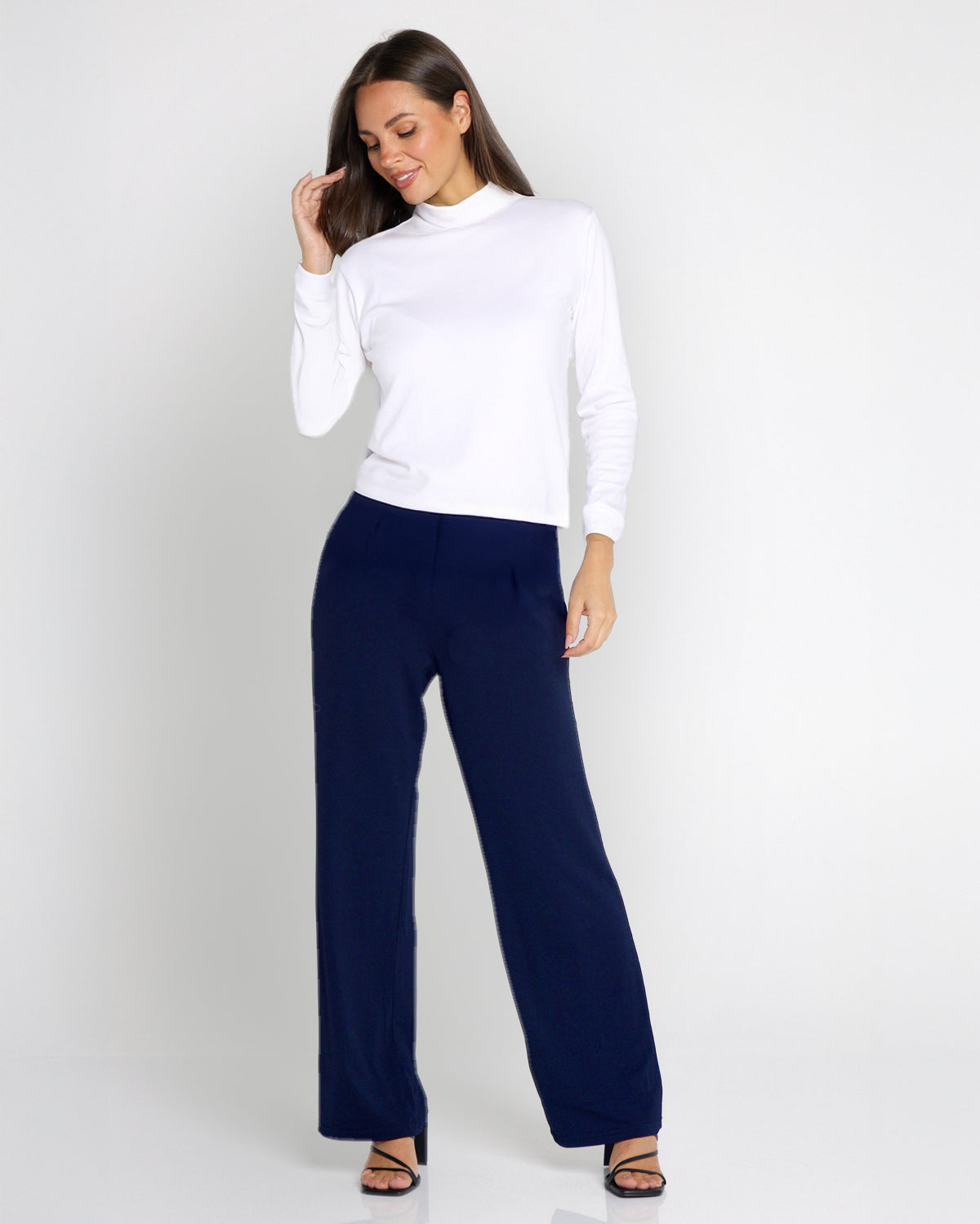 Krista Wide Leg Pants - Navy