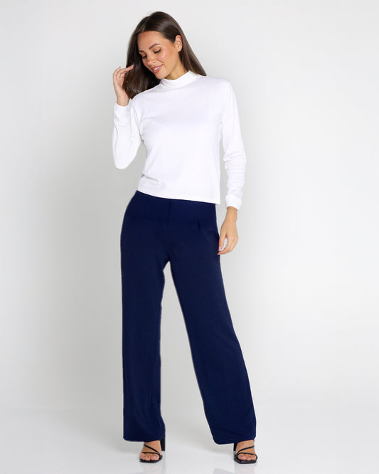Krista Wide Leg Pants - Navy