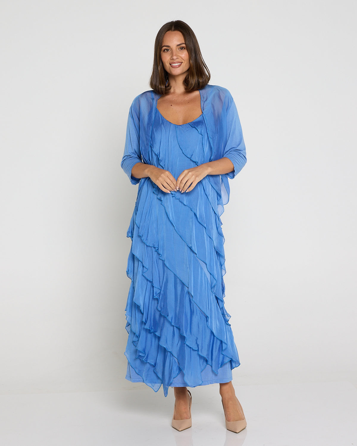 Adeline Silk & Soft Jersey Jacket - Blue