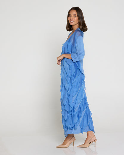 Adeline Silk & Soft Jersey Jacket - Blue