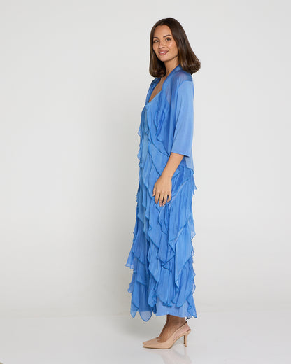 Adeline Silk & Soft Jersey Jacket - Blue