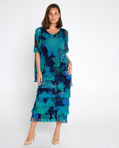 Margo Silk Dress - Ocean Floral