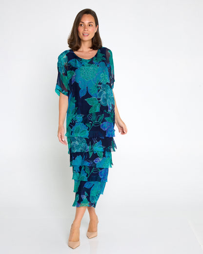 Margo Silk Dress - Ocean Floral