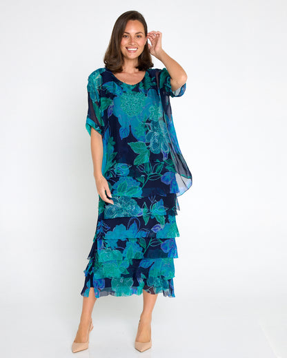 Margo Silk Dress - Ocean Floral