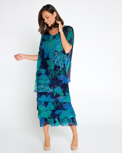 Margo Silk Dress - Ocean Floral