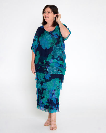 Margo Silk Dress - Ocean Floral