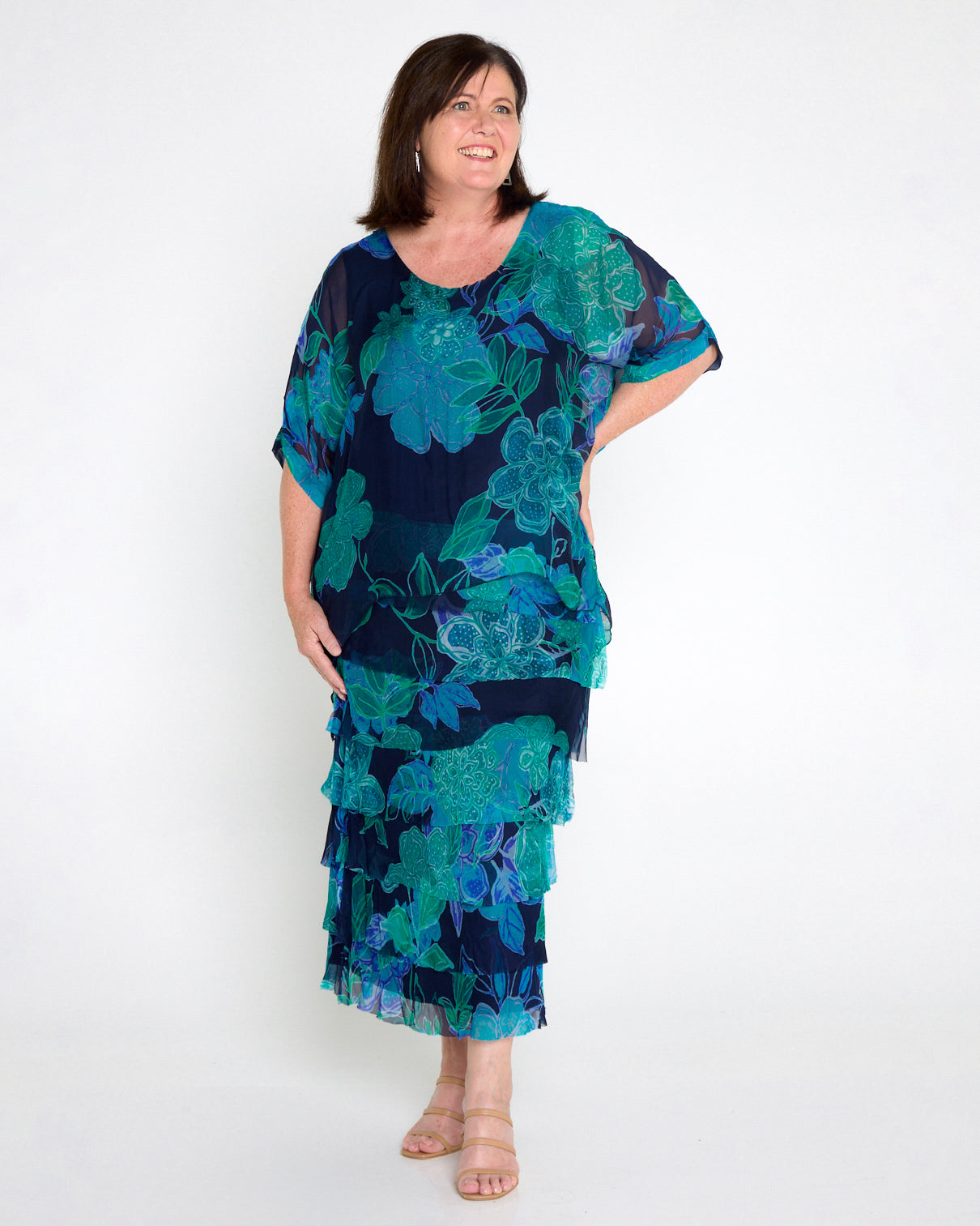 Margo Silk Dress - Ocean Floral