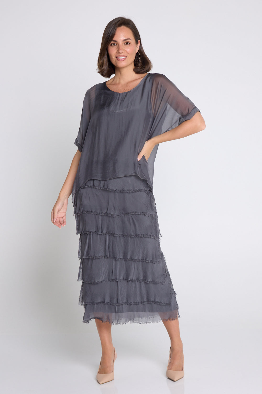 Margo Silk Dress - Grigio Scuro