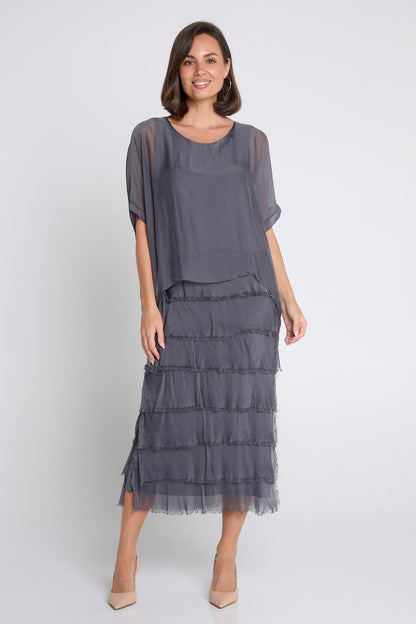 Margo Silk Dress - Grigio Scuro