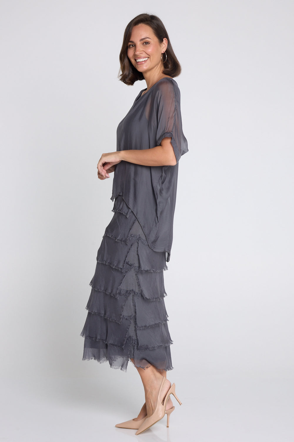 Margo Silk Dress - Grigio Scuro