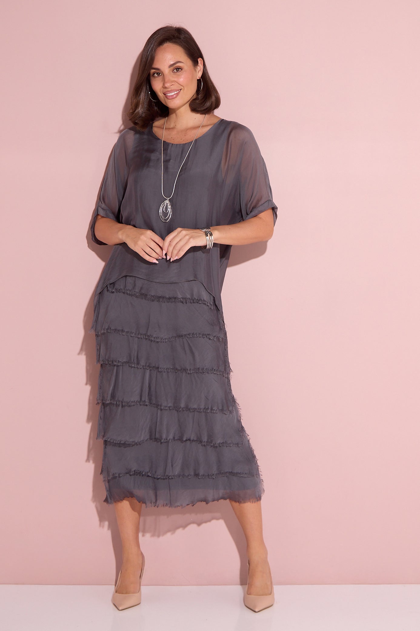 Margo Silk Dress - Grigio Scuro