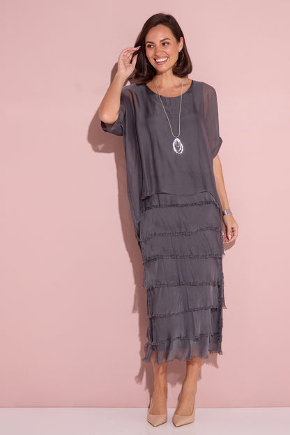 Margo Silk Dress - Grigio Scuro