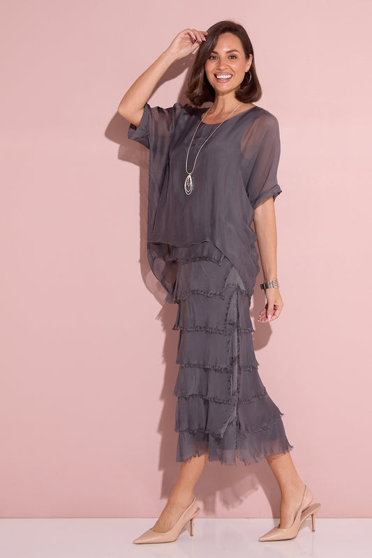 Margo Silk Dress - Grigio Scuro