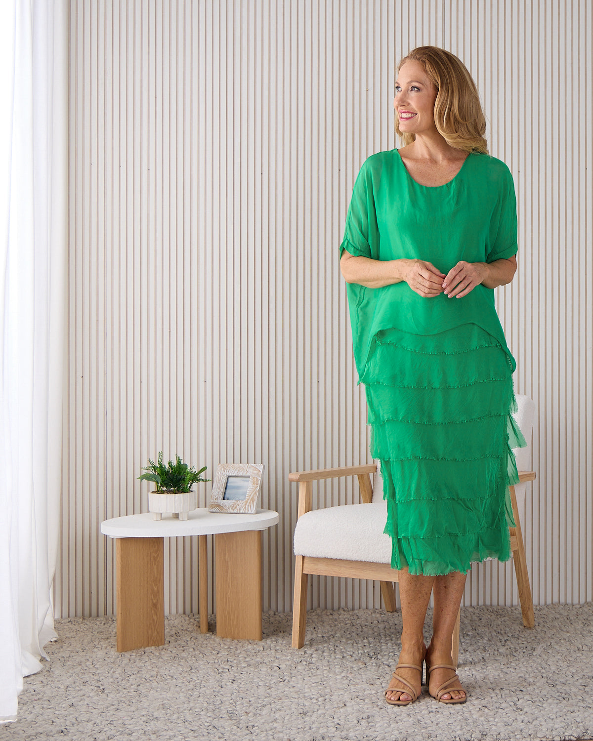 slim fit dress slacks 3pc Ready to Wear Raw Silk Dress by Gul Warun GRS13 main image 1