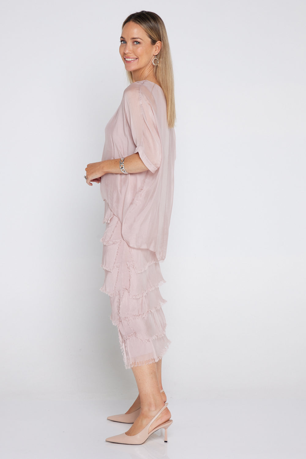 Margo Silk Dress - Blush Pink