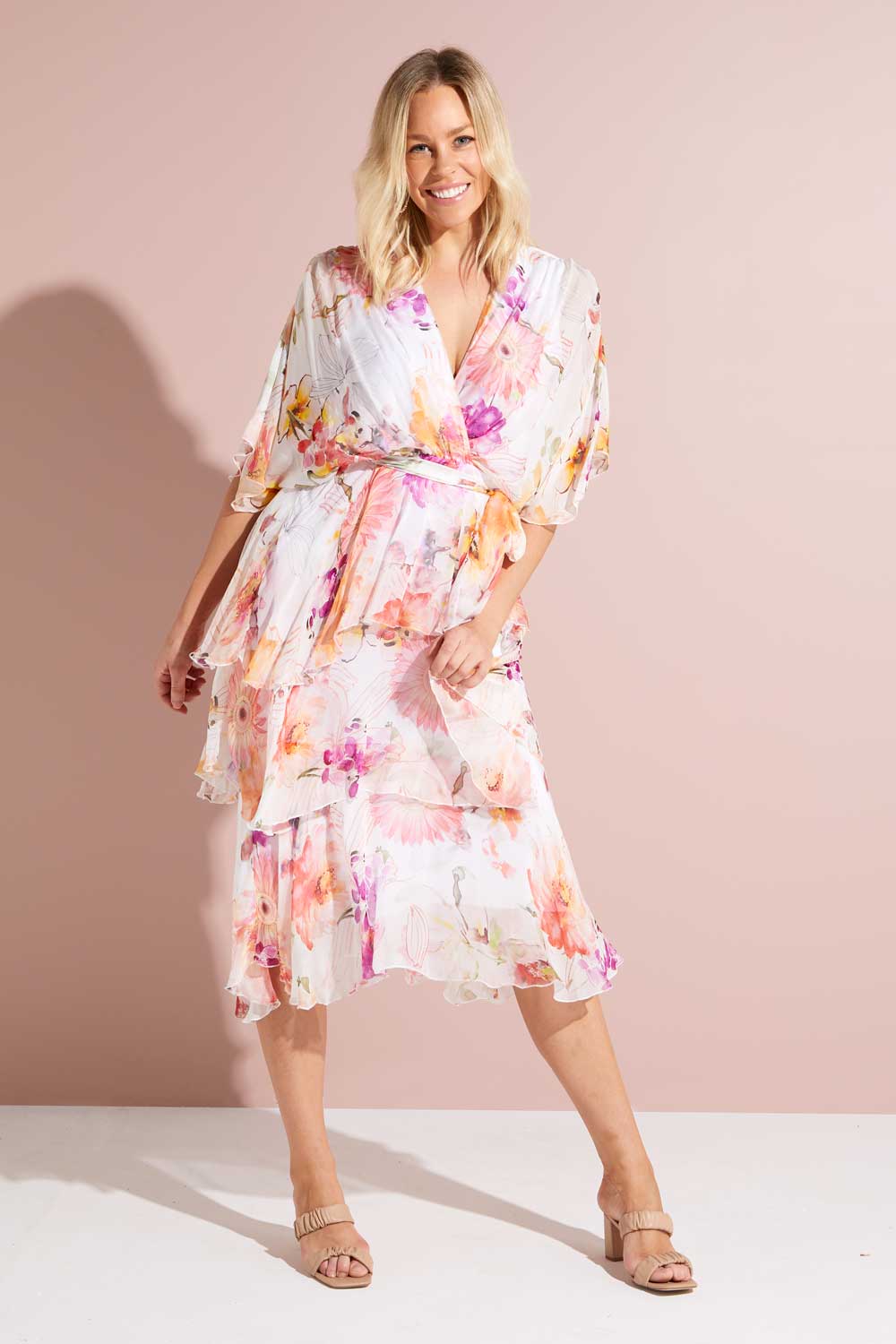 Loira Silk Dress - Bianco Floral